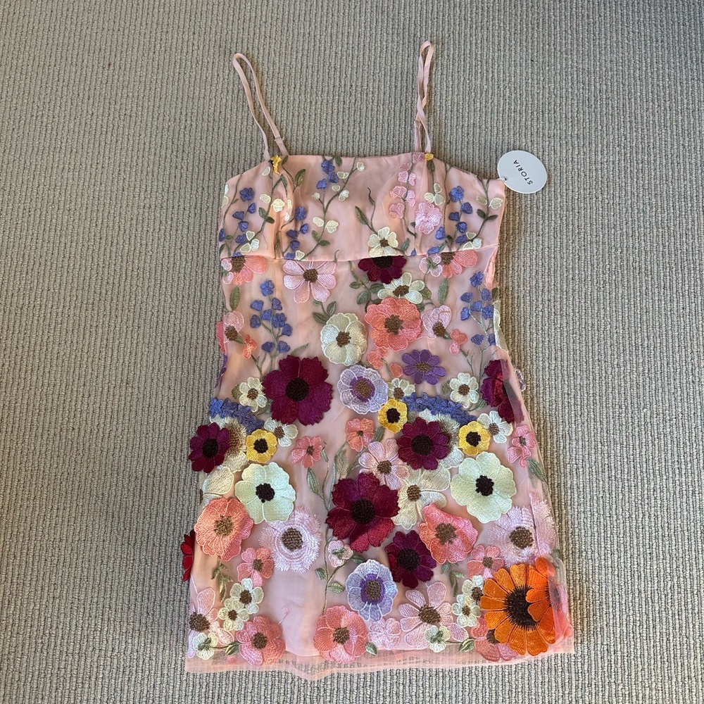 Floral Embroidered Pink Slip Dress